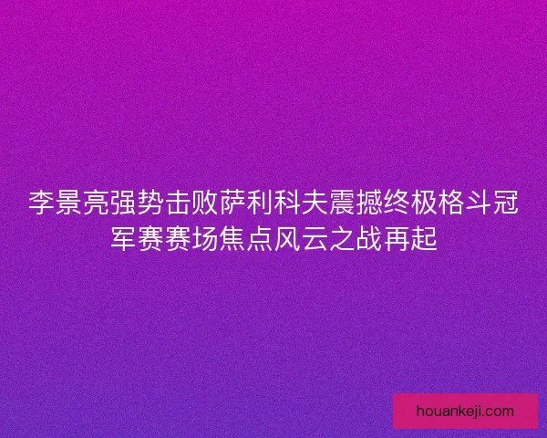李景亮强势击败萨利科夫震撼终极格斗冠军赛赛场焦点风云之战再起
